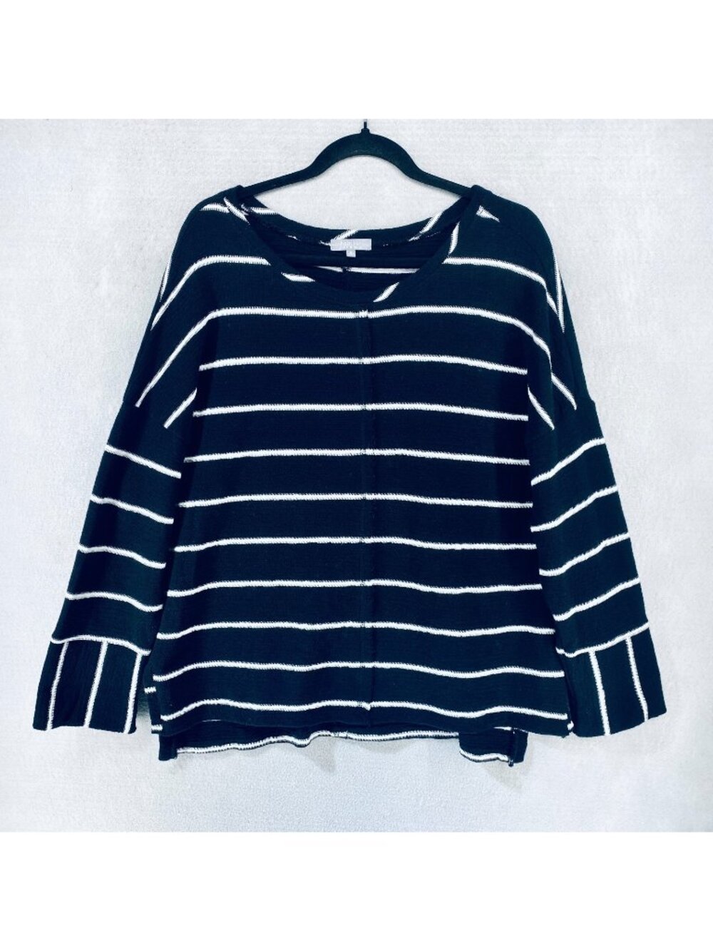 Habitat Top Womens M Black Cotton Stripe Popover Beach Preppy